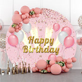 Luftballons Und Gold Funkeln Rosa Kreis Geburtstag Hintergrund
